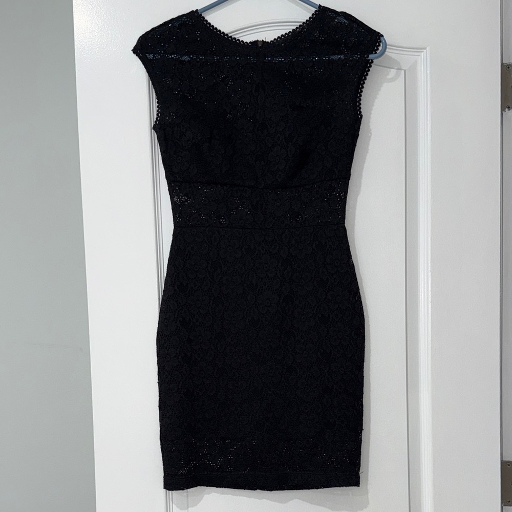 Guess Black Lace Mini Dress - Sleeveless Fitted Design